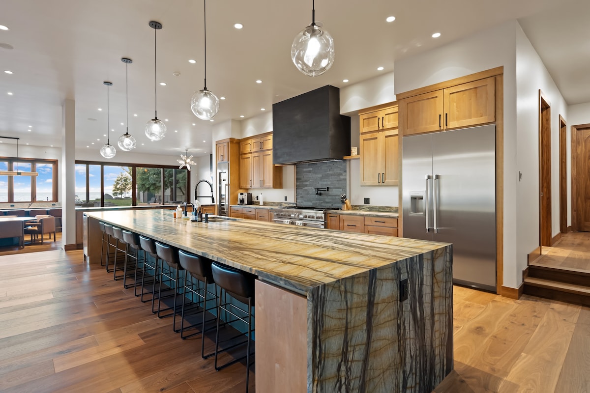 The kitchen and the long island at The Driftwood