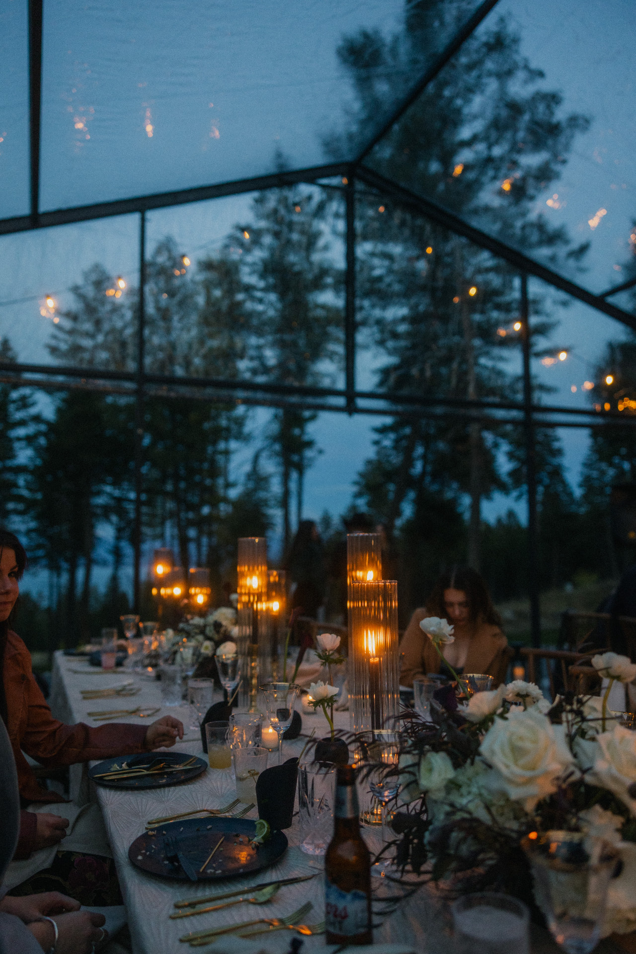 Dinner by candlelight after dark