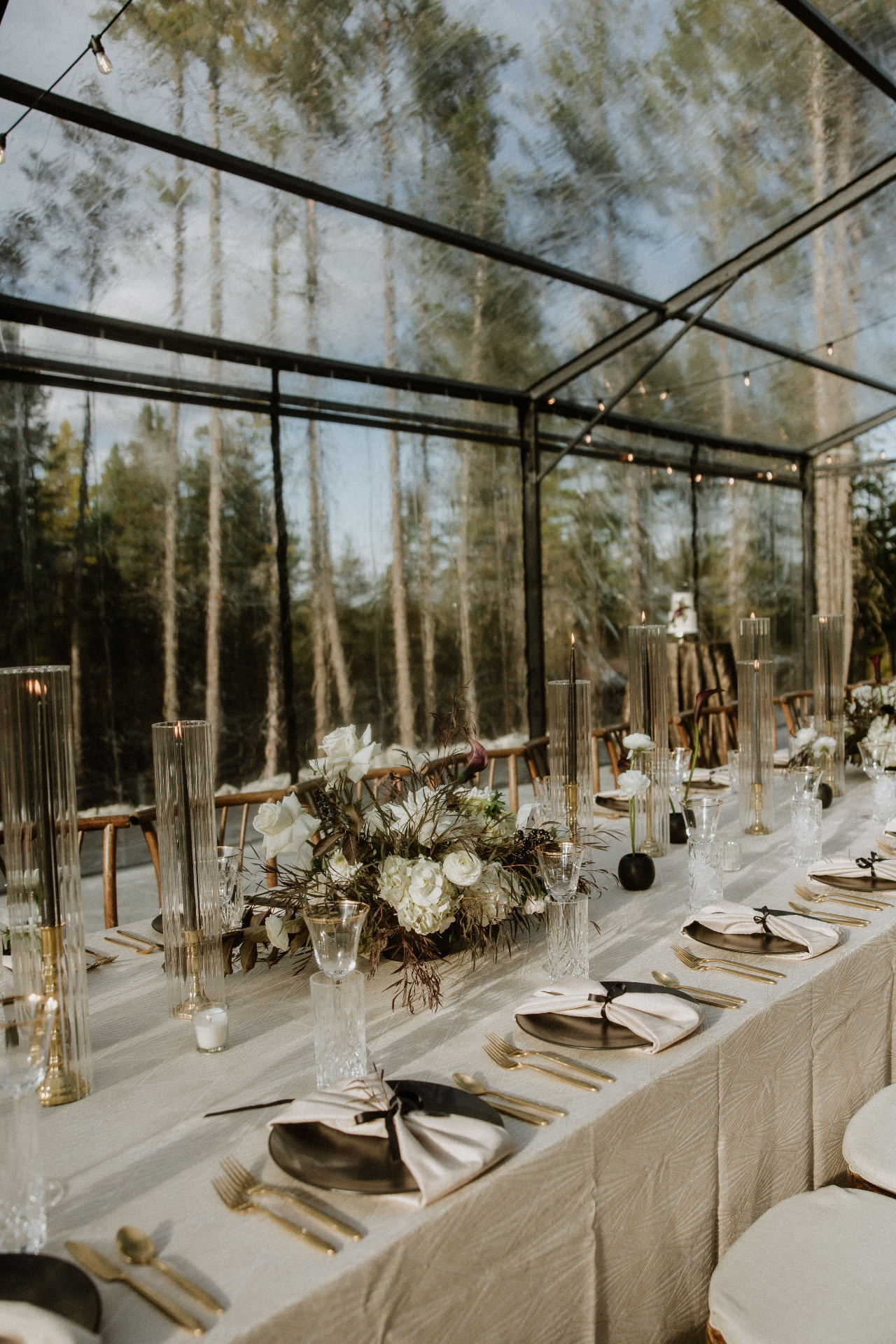 A place setting with florals on the table
