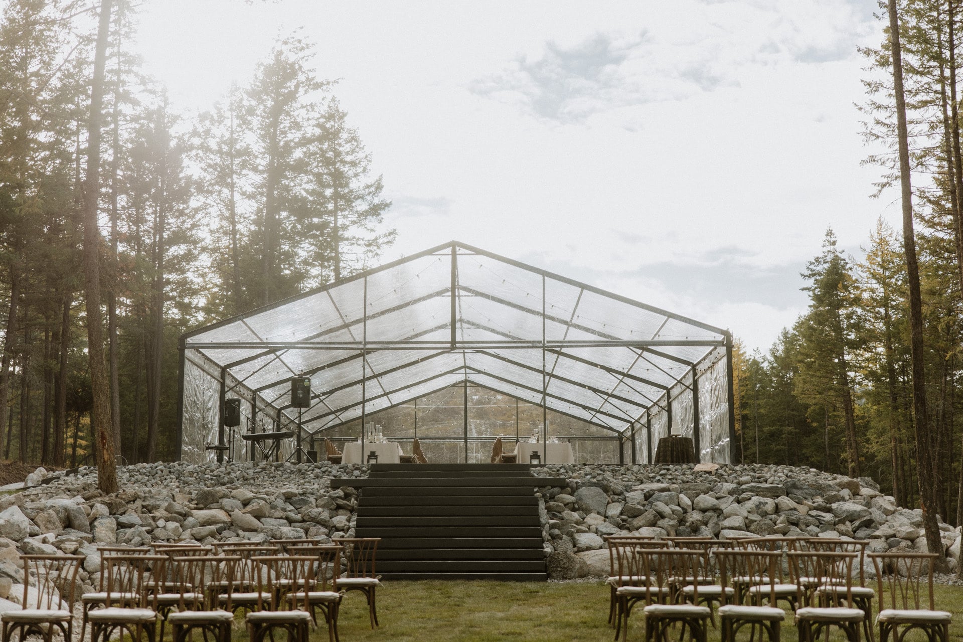 The reception tent from the lawn