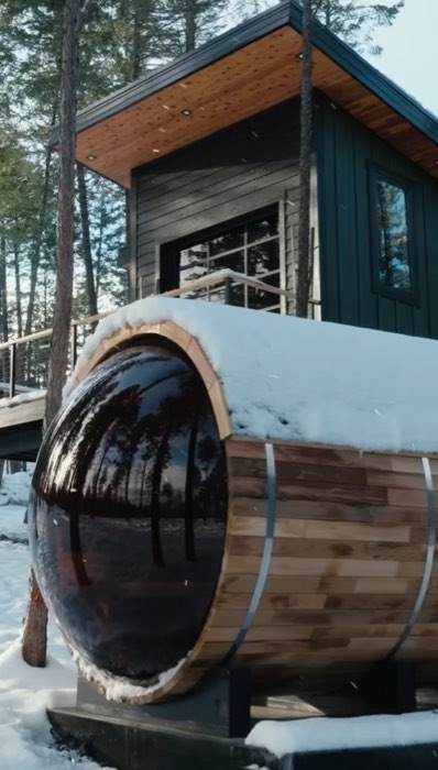The cedar barrel sauna
