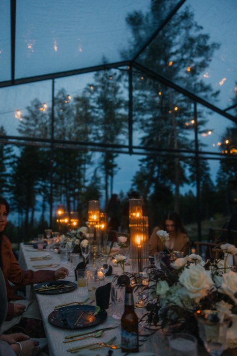 Dinner by candlelight after dark