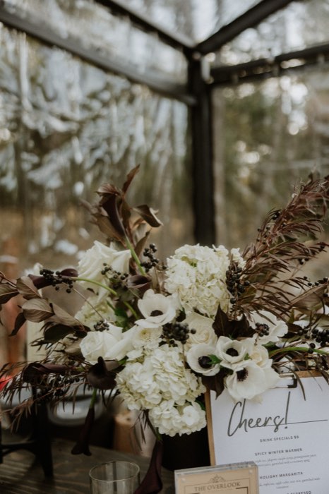 Close view of a floral arrangement