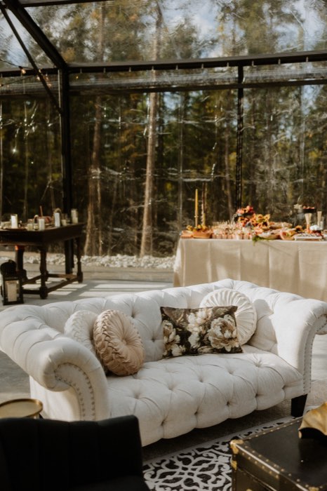 Lounge seating inside the pavilion