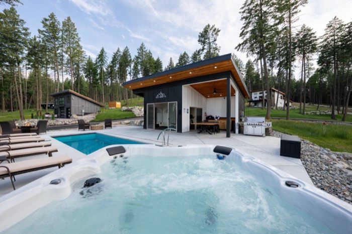 The pool and hot tub together