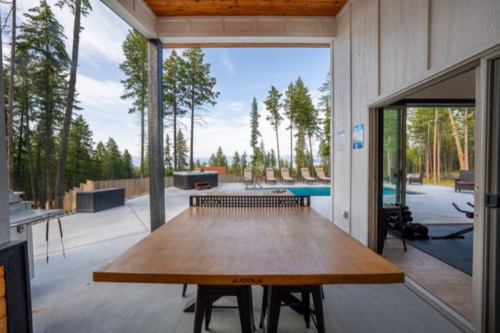 The games room in the pool house