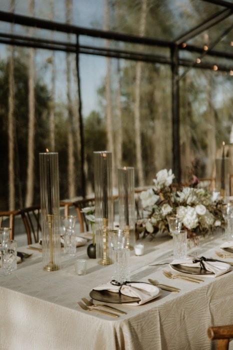 Tables set for a vendor gathering
